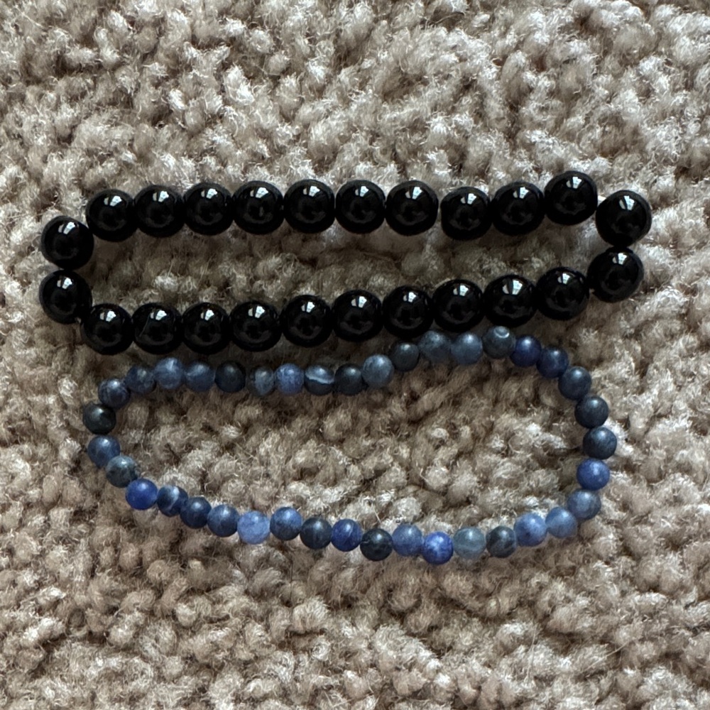 💜 3 for $10 Elegant Black and Blue Beaded Bracelet Duo